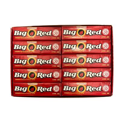 Wrigley's Big Red Kaugummi, 10 Packung (10 x 5 Streifen = 50 Stück)