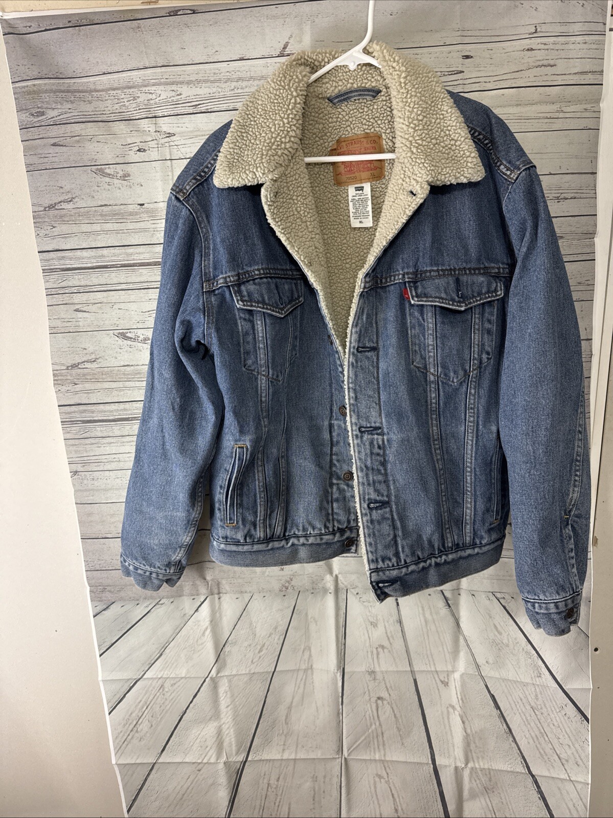 XL Vintage LEVIS Sherpa Lined Blue Denim TRUCKER Jean Jacket Men 70520