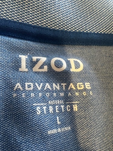 IZOD Men’s Size L large Shirt Top Polo Advantage Short Sleeve Striped - Picture 5 of 7