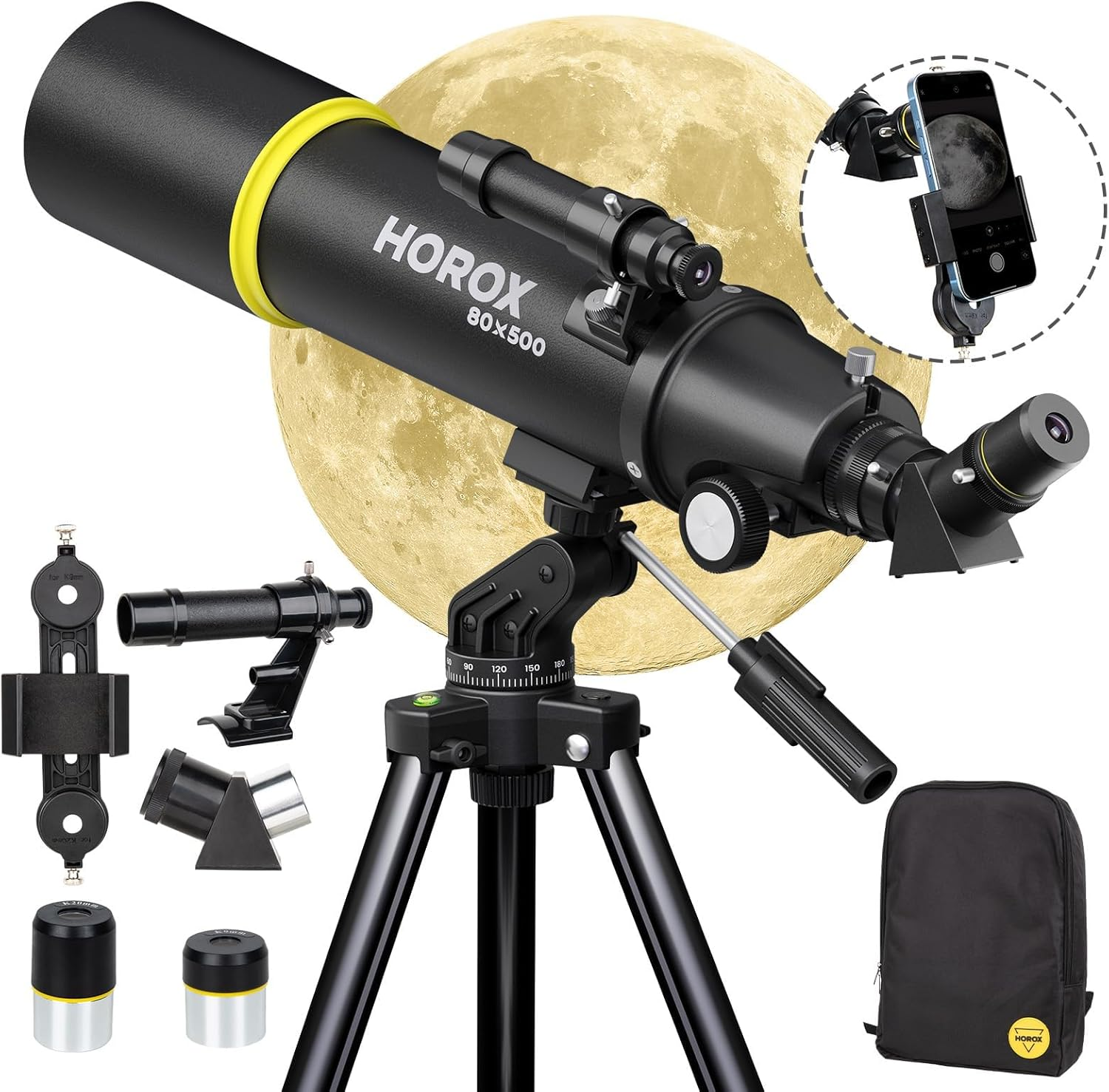 Telescope 80Mm Aperture 500Mm Refractor Telescope for Adults, Telescopes for Ast