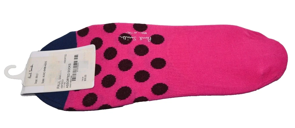 Paul Smith Hombre Rosa Azul Negro Lunares Algodón Corte Bajo No Show Calcetines Italia Talla Única Foto 3 de 4