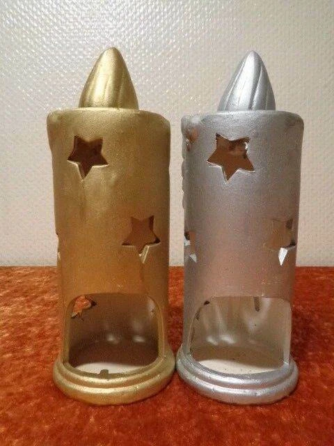 2 X Bougeoirs En Céramique / Terracotta Pour Photophore En Forme De Bougie - Photo 2/4