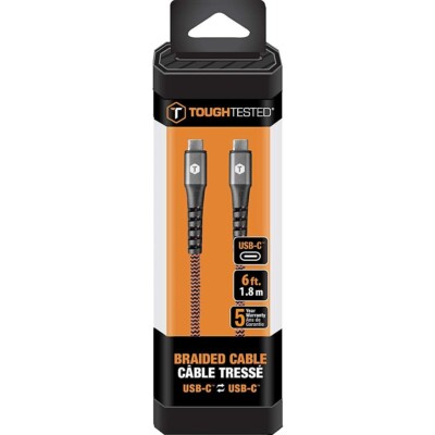 Charging Cable USB-C to USB-C Braided Cable ToughTested TT-FC6-C2C 6-Foot