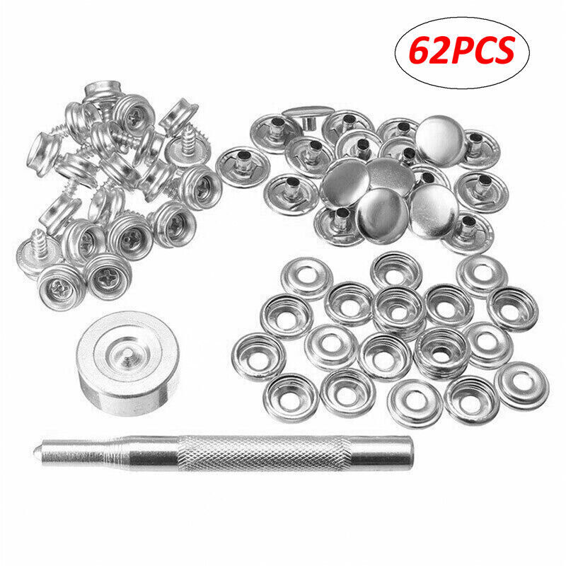 62XBoat Cover Press Stud Snap Fasteners Screw Kit Canvas Stainless