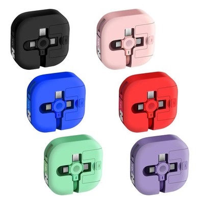 4 in 1 Retractable USB Charger Data Cable W/ Phone Stand Type C Micro USB Cable