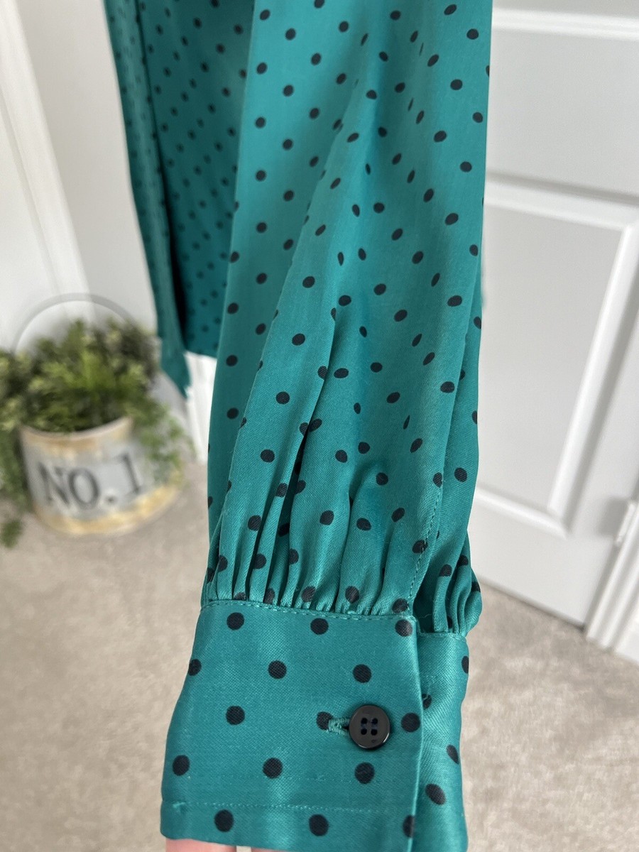 topshop green polka dot top