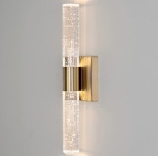 Modern 3000K LED Wall Sconce,Bathroom Vanity Light with Bubble Crystal,12W Ba...