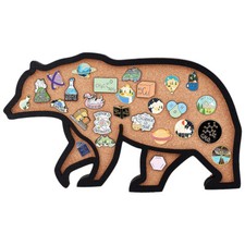 1pc Hexagon Wall Mounted Brooch Jewelry Display Cork Tray Wooden Enamel Pins