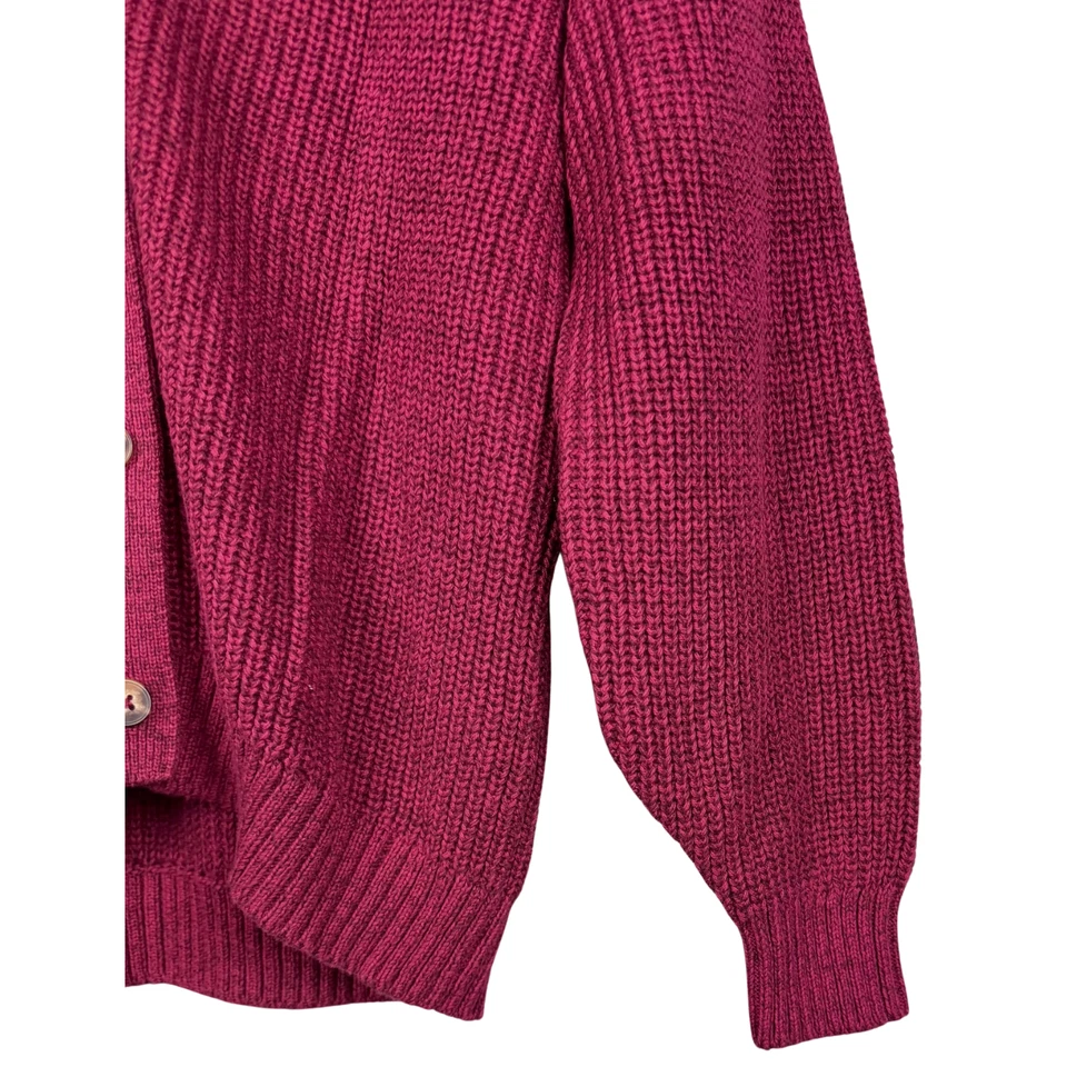 Nuevo Antiguo Suéter Azul Marino Niñas Cárdigan Noble Granate Cocoon Mangas Globo XL (12) Foto 4 de 4