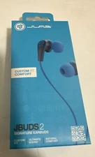 JLab JBuds 2 Signature Wired In Earbuds Custom Fit Comfort Blue/Gray New In Box