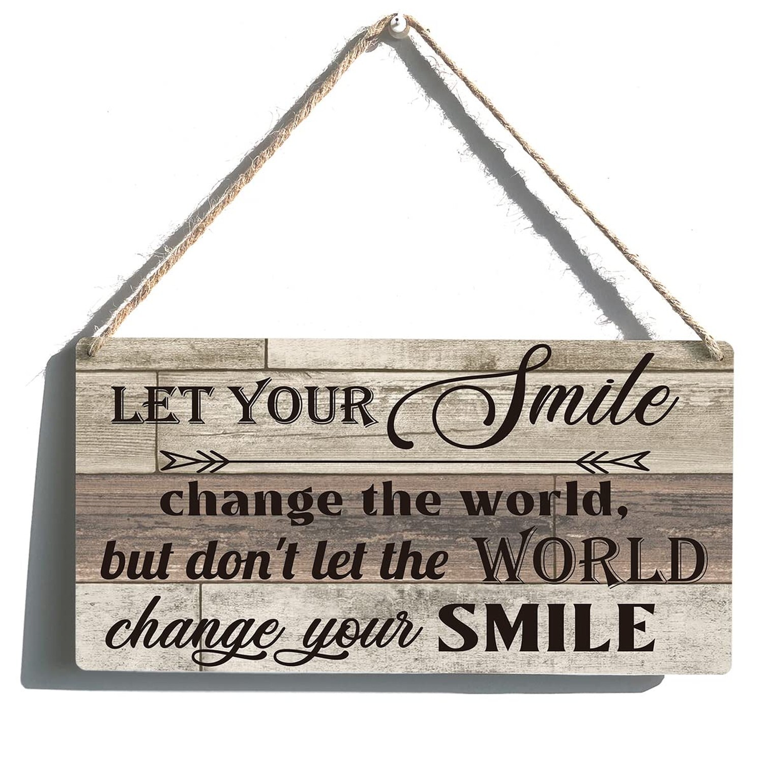 Positive Sign Farmhouse Let Your Happy Change The World Wooden Hanging Sign R...