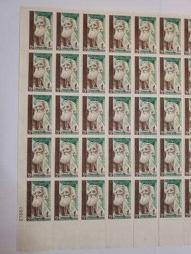 United States Postage Stamp 5c Cent John Muir Conservationist 1 Sheet Of 50 - Picture 2 of 6