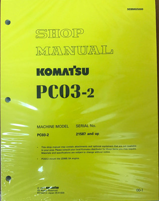 Komatsu Service PC03-2 Shop Manual Repair Book NEW