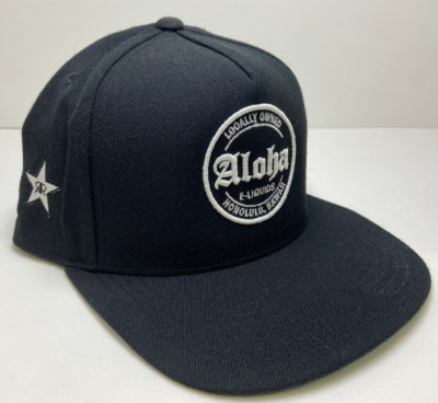 Aloha Vintage Raised Embroidered Black FlexFit Yupoong Cap Snapback Hat NEW