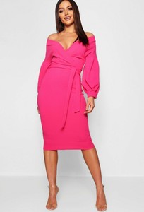 boohoo pink midi dress