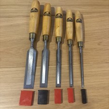 Marples Shamrock Graduated Set Of 5 Boxed Bevel Edged Cabinet Making Chisels.