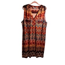 Emma & Michele Size 3X Multicolor Dress W/ Chevron Pattern. Sleeveless 