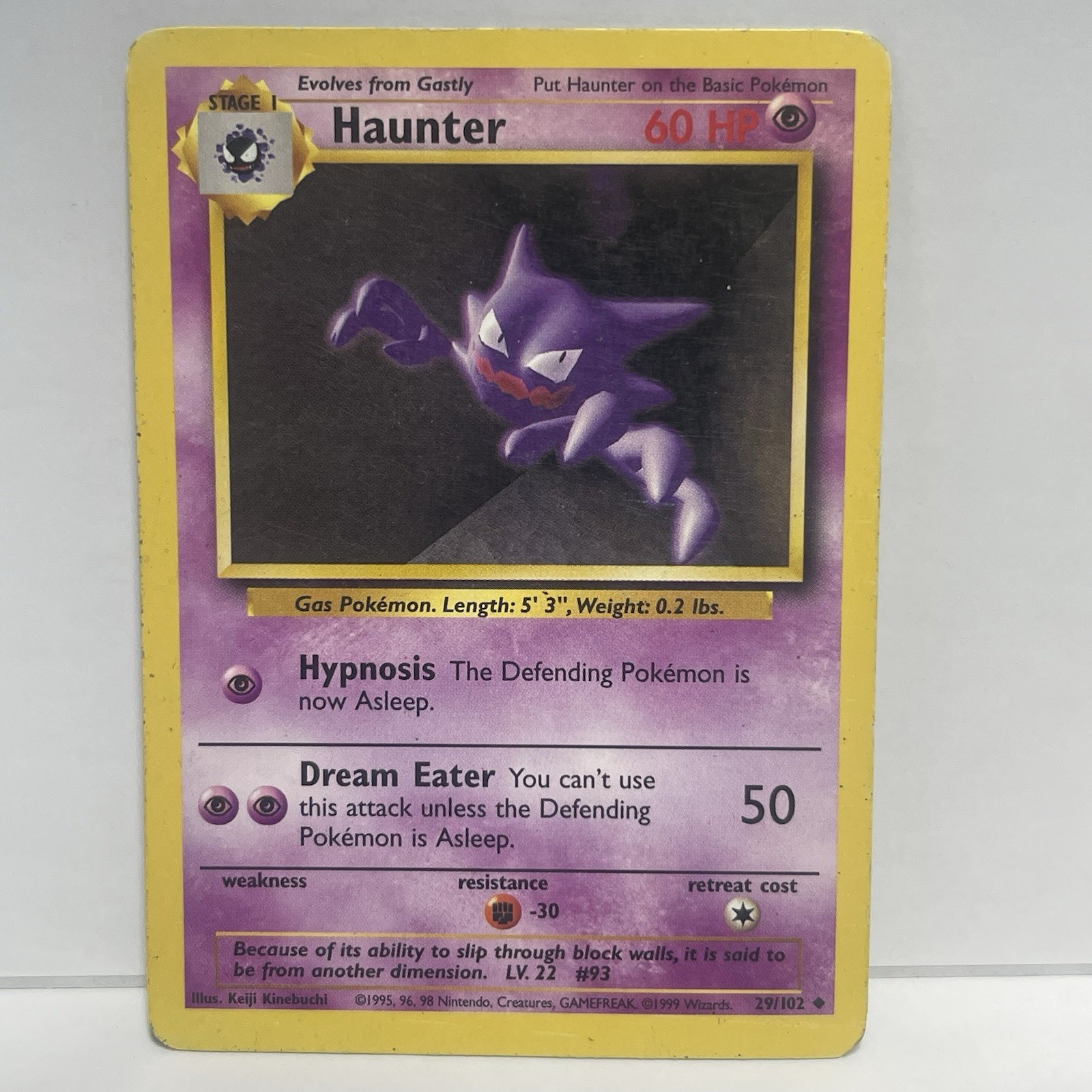 Haunter 29/102 – Base Set (WotC 1999) – LP – Uncommon – Pokémon Card