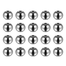 40pcs Beads 8mm Stainless Steel 2mm Hole Dia Bead for DIY Crafts Silver