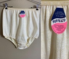 NOS NWT Vtg 60s Panties Granny High Waist Puffease Light Yellow Cotton Size 10 M