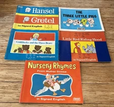 Lot Of 5 Children’s Books IN SIGNED ENGLISH 1972 Sign Language PB Gallaudet Coll