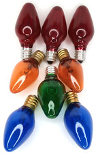 Vintage 1950s GE Multicolor Transparent Christmas Bulb Made In USA Set Of 8