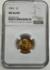 1942 Lincoln Wheat Cent / Penny 1c NGC MS 66 RD Red Uncirculated Coin
