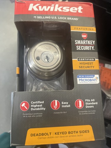 KWIKSET SMARTKEY 985 Double Cylinder Deadbolt Satin Nickel KEYED BOTH SIDES - Picture 9 of 9