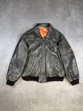 VINTAGE 90S US REDSKINS LEATHER BOMBER LEDERJACKE MIT WESTE BRAUN GR. XXXL