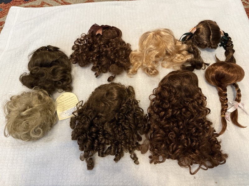 Lot Of  8 Doll Wigs. Misc Sizes
