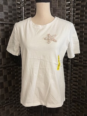 Mohito Womens Short Sleeve White T-Shirt Size XS