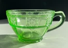 Jeannette Glass Doric Uranium Green Glass Tea Cup Depression Grows