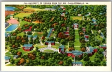 Vintage Linen Postcard Rotunda and Lawn View Charlottesville, VA 1940s
