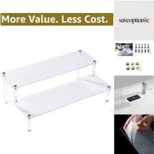 Acrylic Clear 2-Tier Riser Display Shelf for Figures, Desserts Holder, Collec...