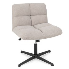 Armless Office Desk Chair Modern Swivel Vanity Chair with Wide Seat Grey