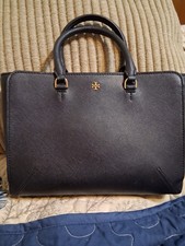Tory Burch Black Saffiano Leather "Robinson" Top Handle/Shoulder Bag