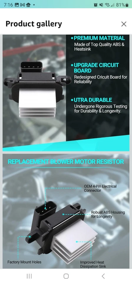 Resistencia de motor soplador HVAC Auto Extra RU-456 Foto 4 de 4