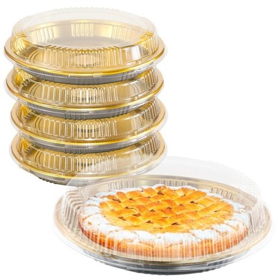 5 Pcs 12'' Plastic Disposable Pie Containers with Clear Lid Disposable Round ...