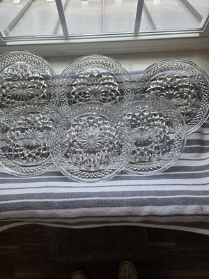 Set of 6 Vintage Anchor Hocking 6.0  Wexford Clear Glass Saucer Plates
