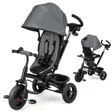 Tricycle, 6 in 1 Kids Trike Stroller w/Adjustable Push Handle  Canopy, Reversib