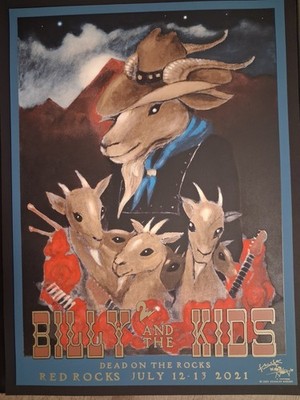 Billy & The Kids Red Rocks 2021 Concert Poster - Stanley Mouse Signed AE 