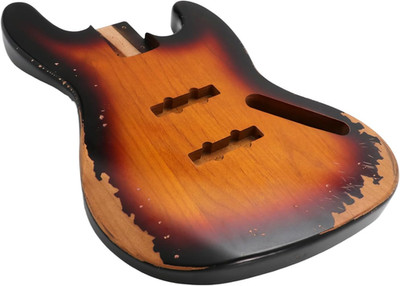 Sunburst Finish Alder Wood Jazz Bass Body in Relic Finish