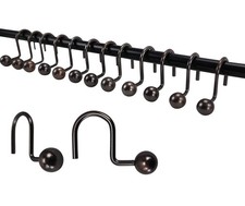 Rust Resistant Decorative Shower Curtain Hooks Bronze Ball 12-Pack