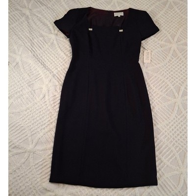 Vintage Saks Fifth Avenue Folio Collection Size 8 Dress Navy Blue Sheath NWT