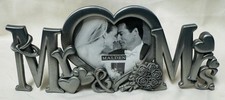 Malden Pewter Mr.  Mrs. Heart Wedding Easel Picture Frame