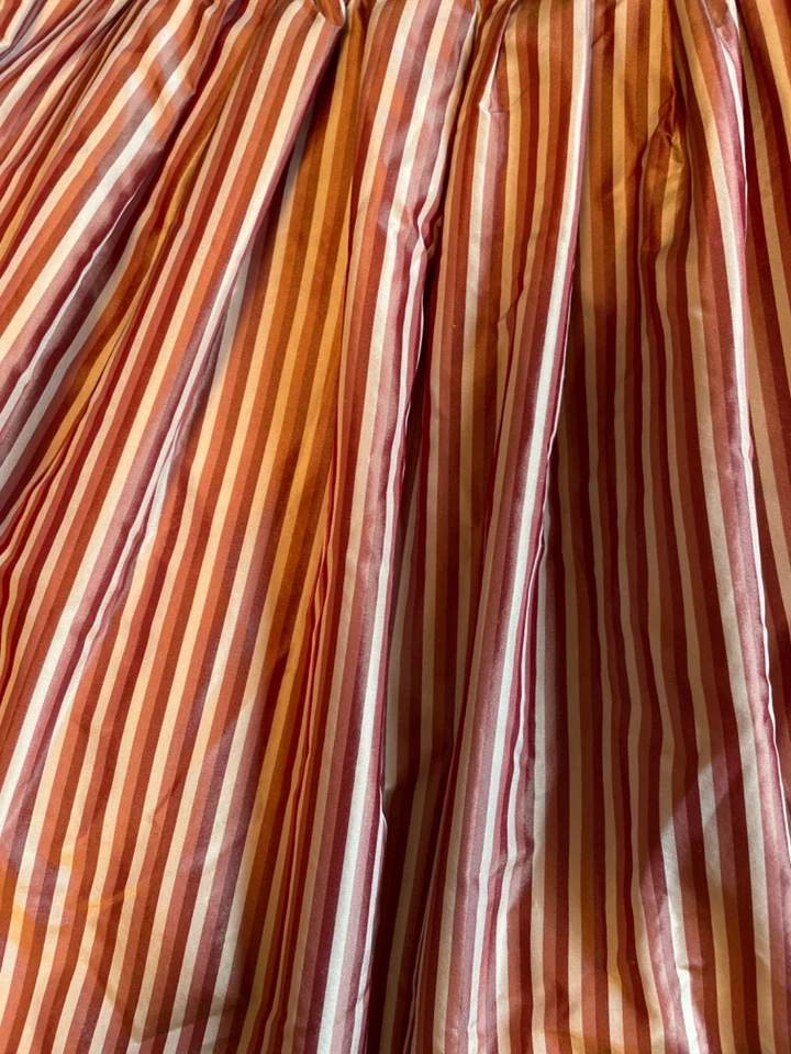 Vintage Custom Made Queen Bed Skirt Heavy Striped Lined Taffeta Dust Ruffle - Image 2 of 4