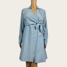 A Pea In The Pod MEDIUM Maternity Striped Button Front Shirt Dress Career Work