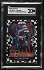 2020 Panini Prizm Black & White Checker Malcolm Butler #106 SGC 10 GEM uk2