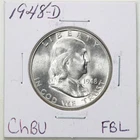 1948-D 50C Franklin Half Dollar in Choice BU Condition FBL Full Bell Lines #6455