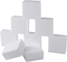 8 Pack Craft Foam Blocks Polystyrene Foam Bricks for Arts Sculpting, 4x4x2 Inch